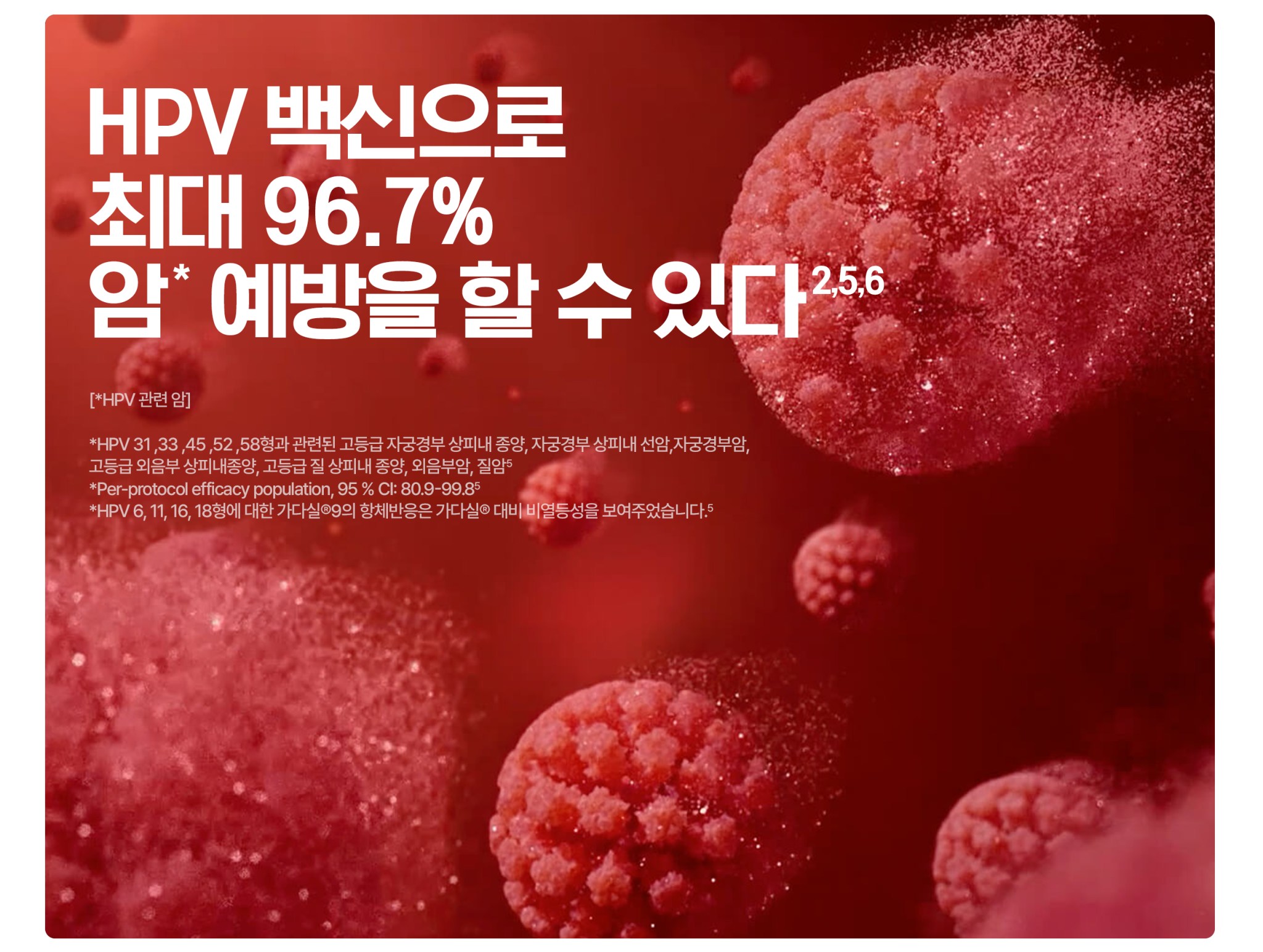 HPV 백신으로
최대 96.7%
암* 예방을 할 수 있다2,5,6
