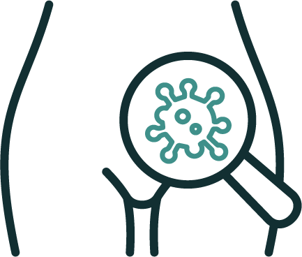 확대경으로 HPV 감염 여부를 확인하는 자궁경부 아이콘