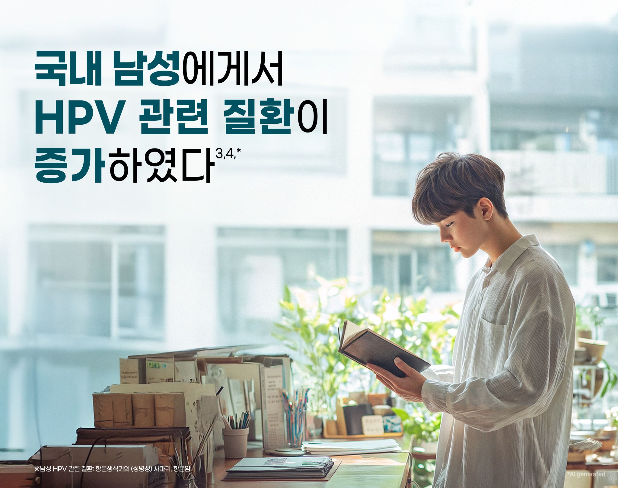 국내 남성에게서 HPV 관련 질환이 증가하였다3,4,*